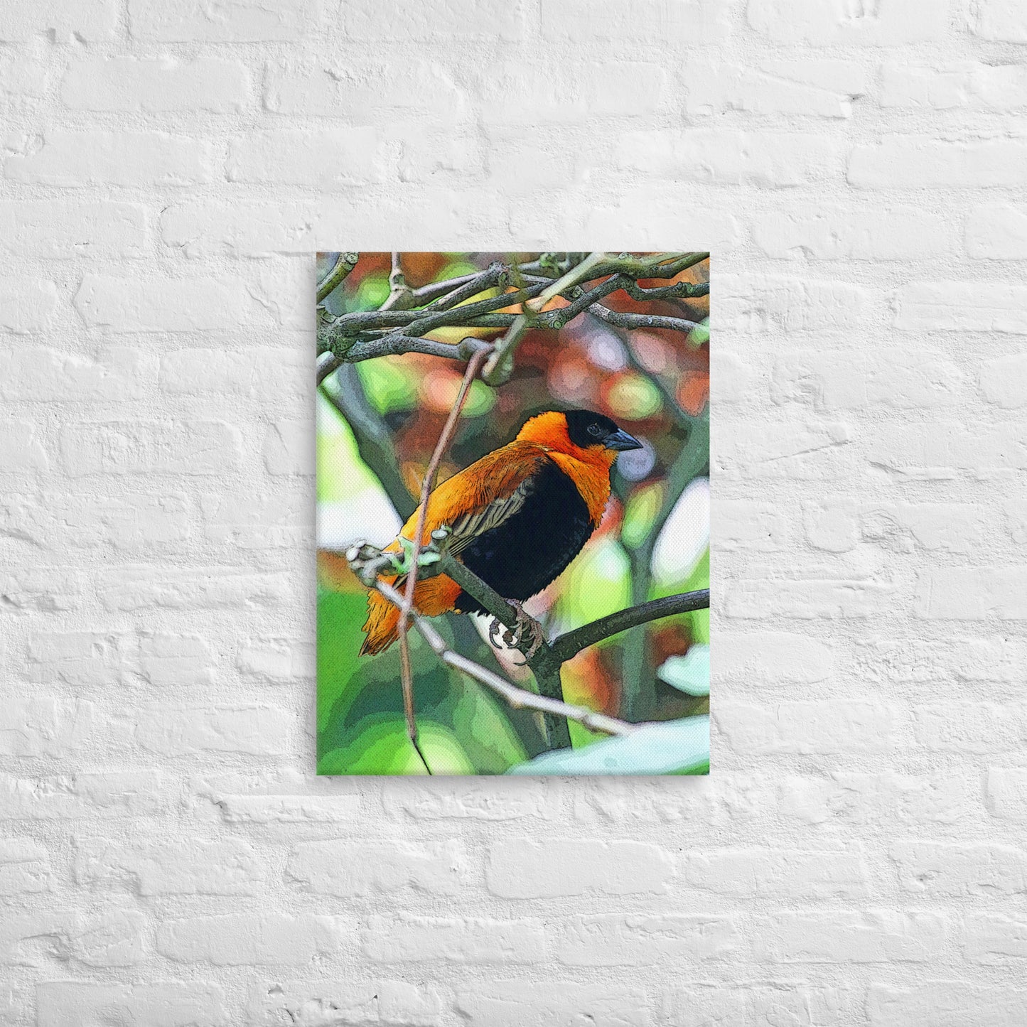 Canvas orange black bird 1