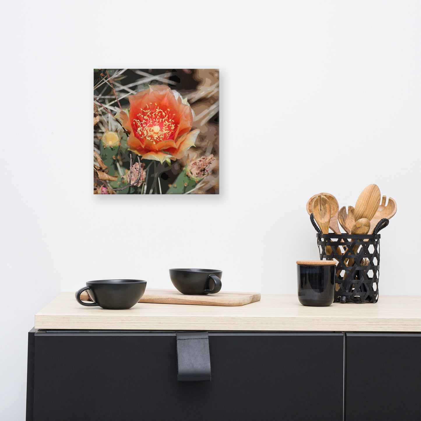 Canvas peach cactus flower