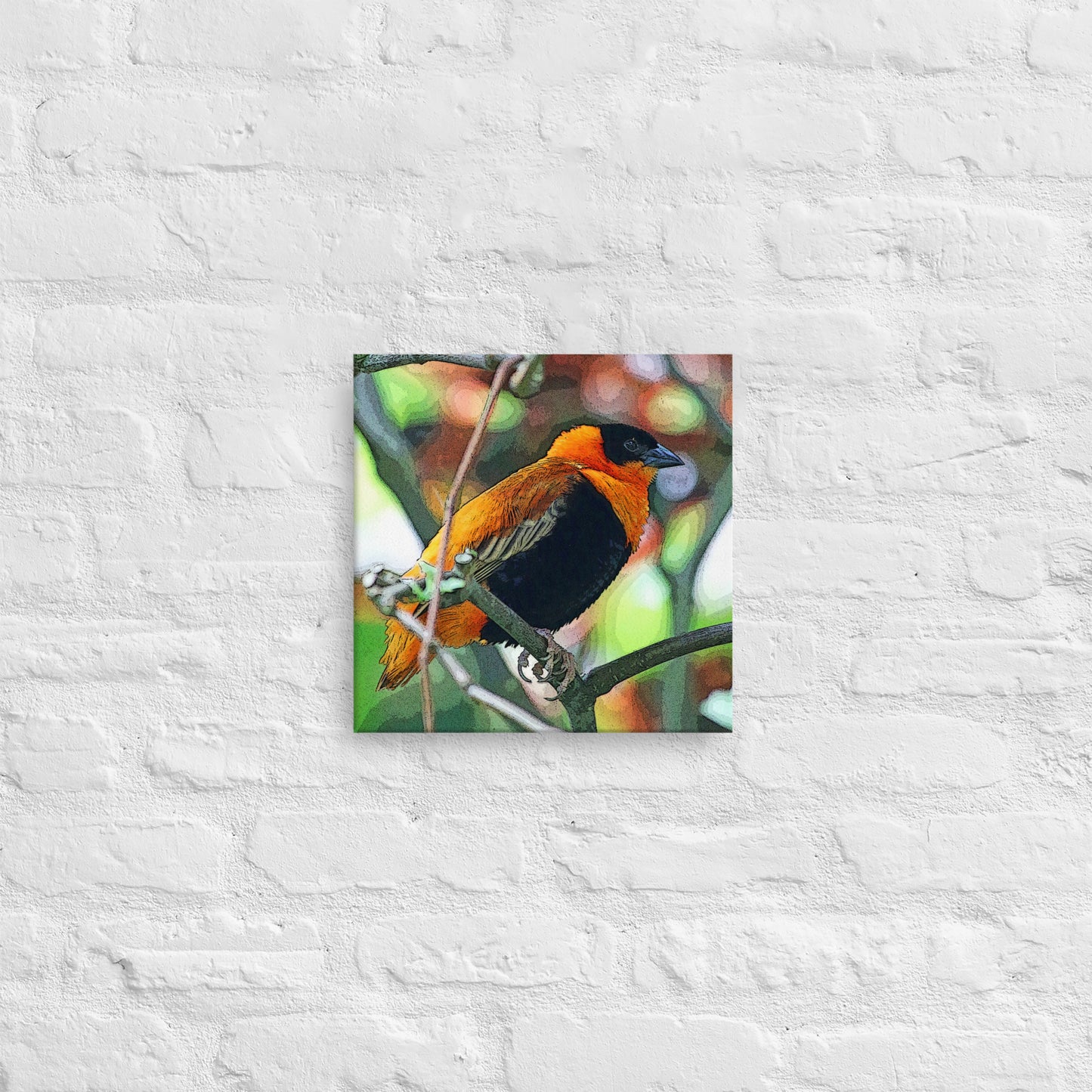 Canvas orange black bird 1