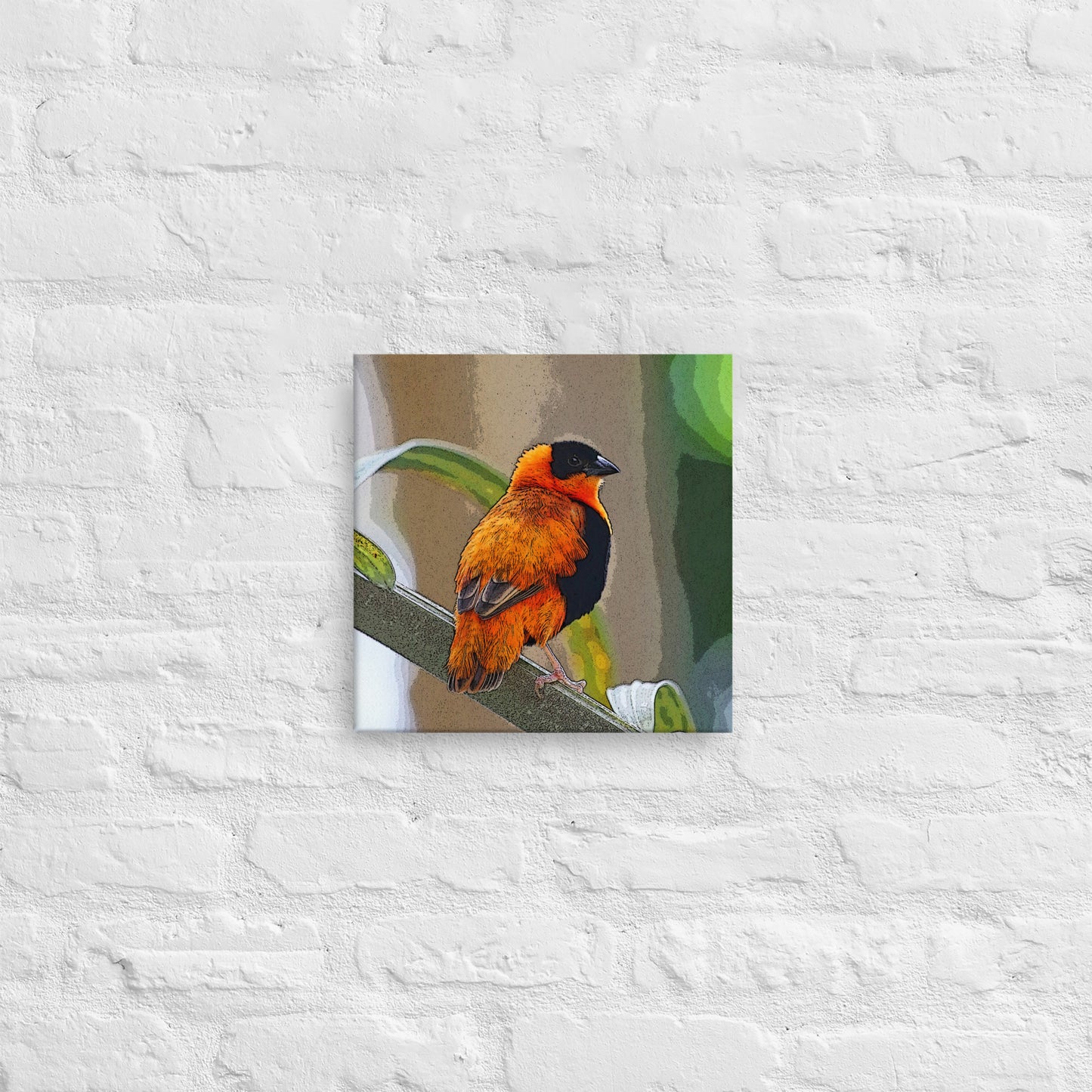 Canvas orange black bird 2