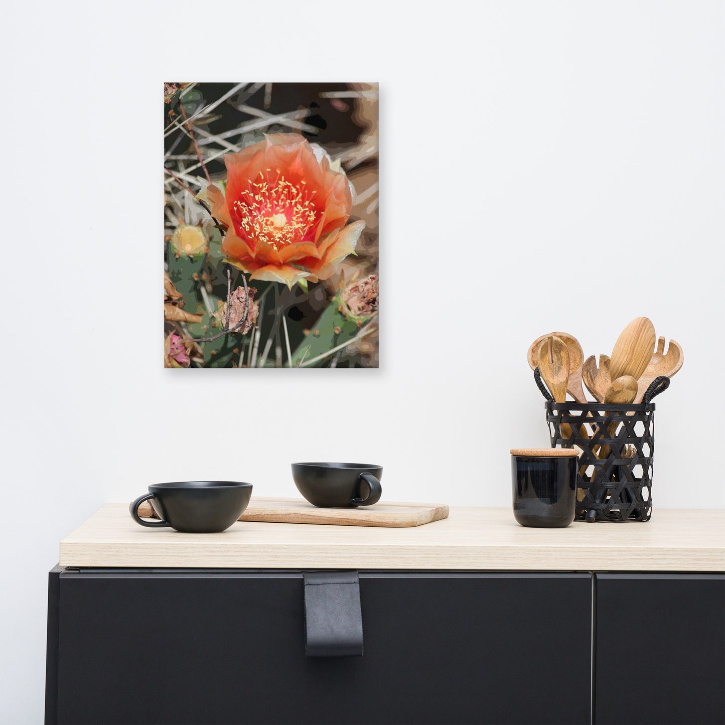 Canvas peach cactus flower