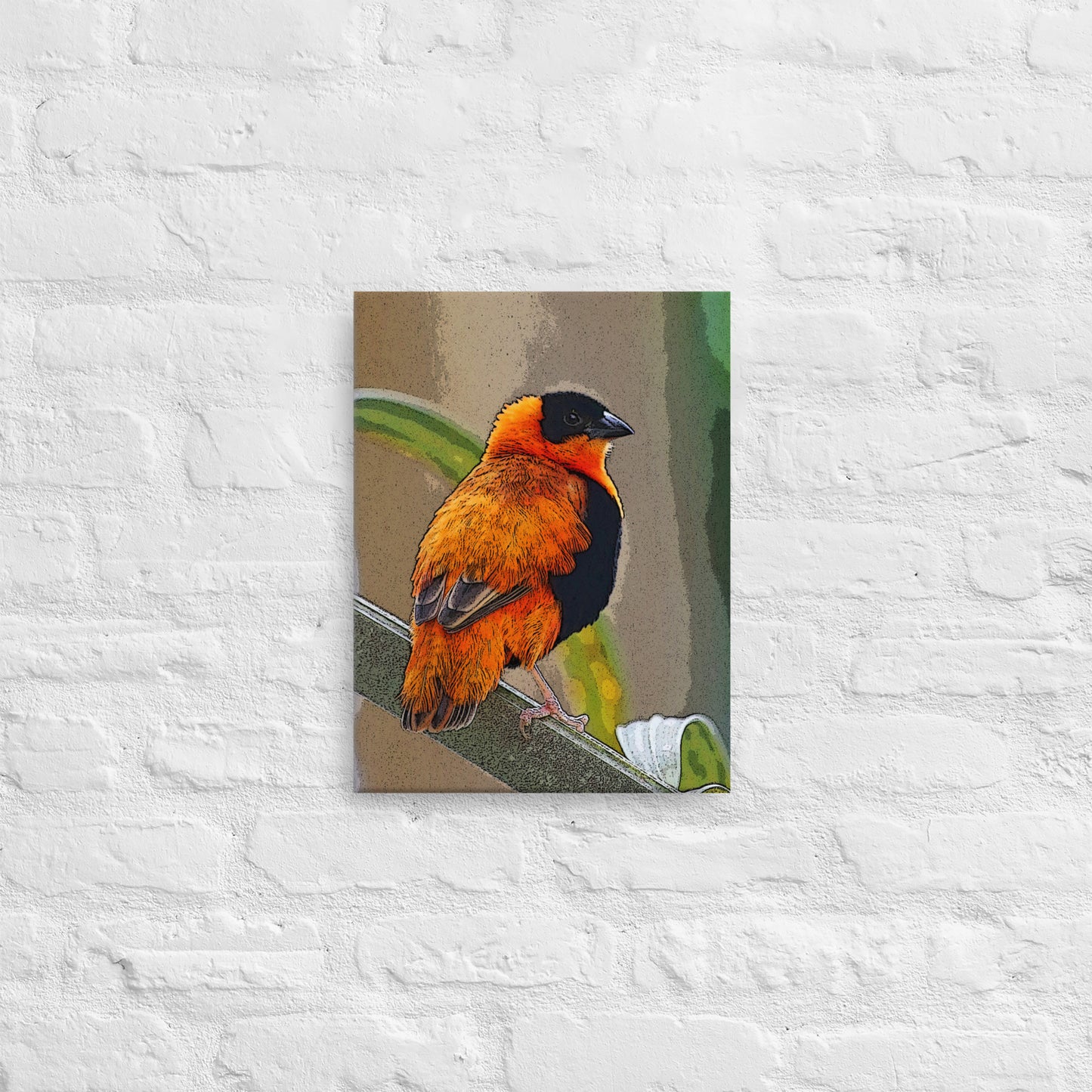 Canvas orange black bird 2