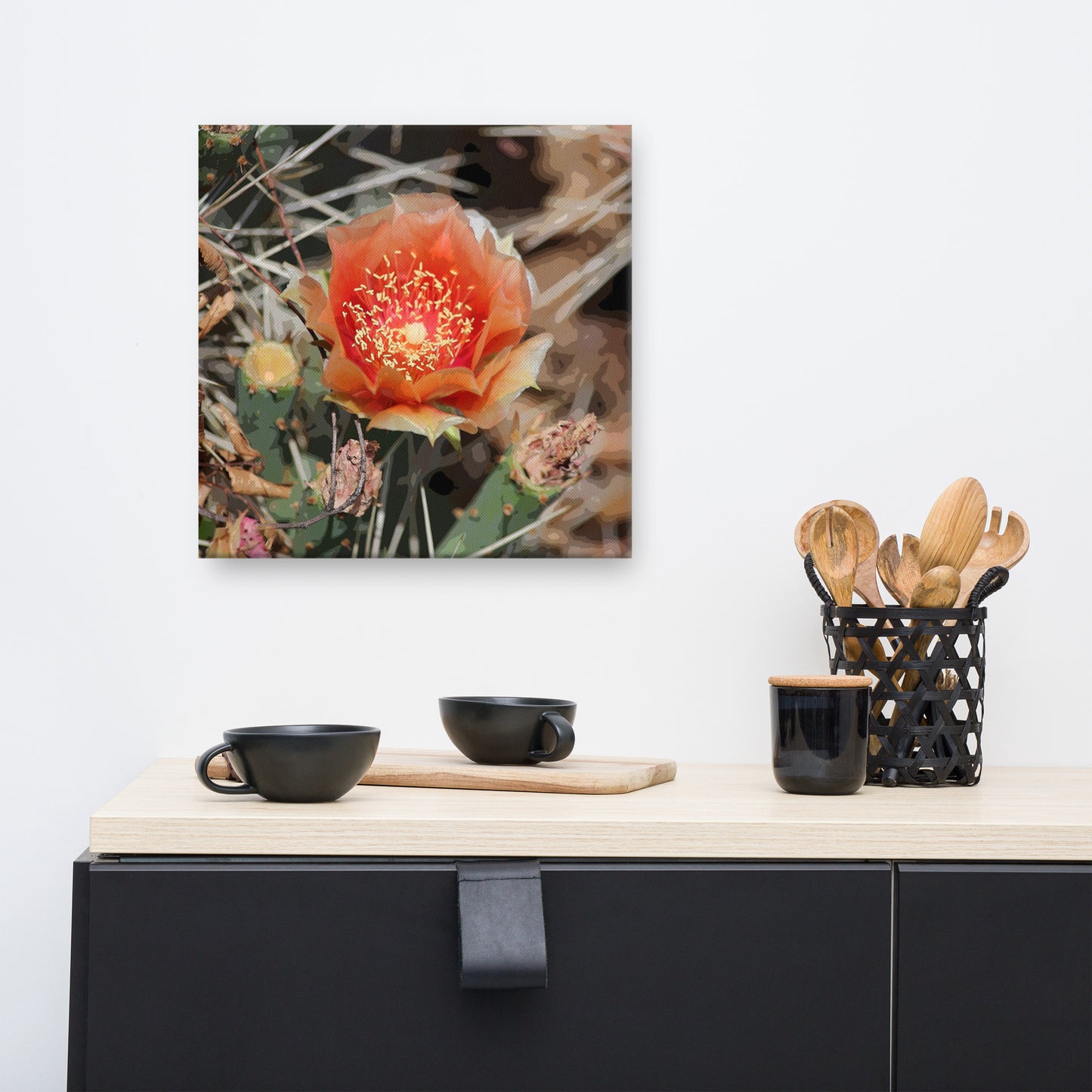 Canvas peach cactus flower