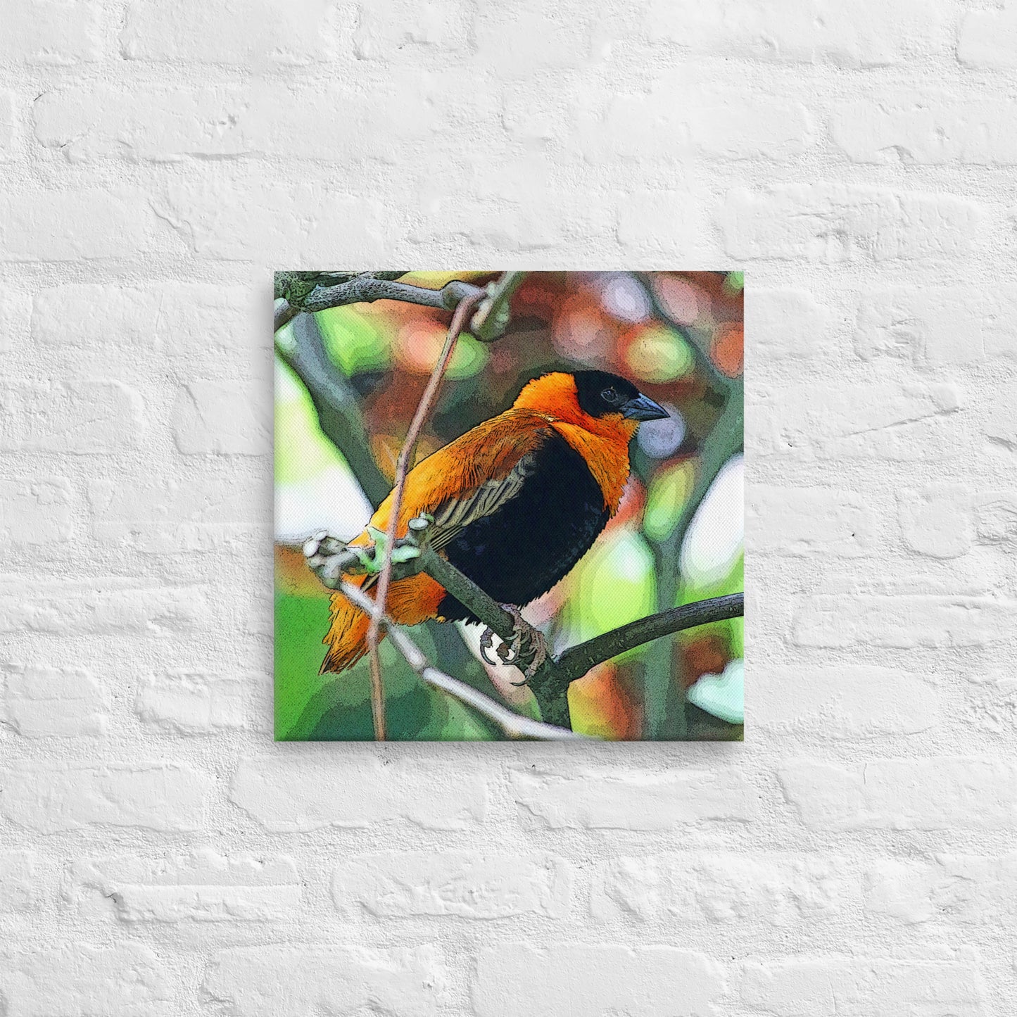 Canvas orange black bird 1