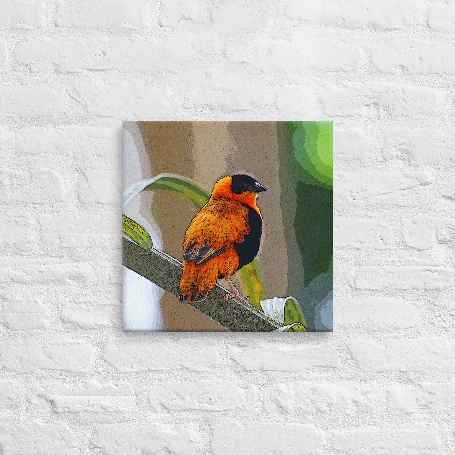 Canvas orange black bird 2