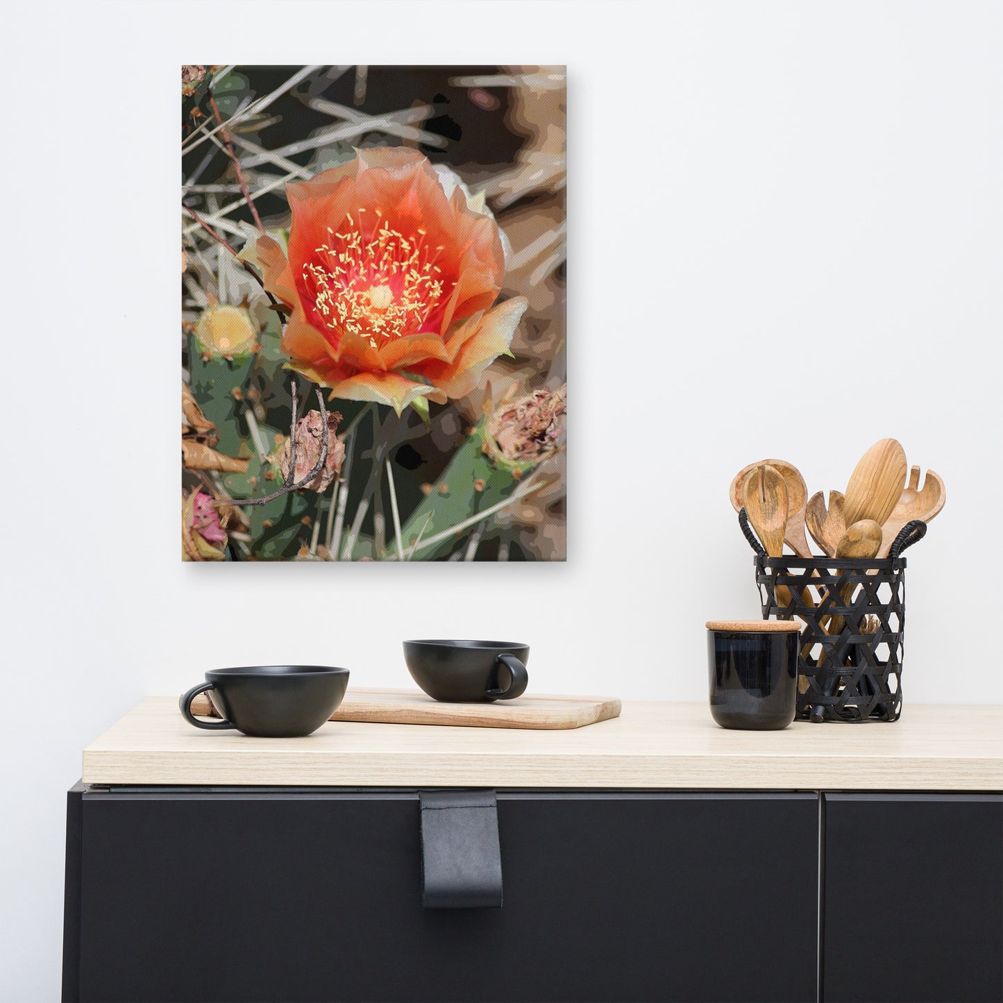 Canvas peach cactus flower