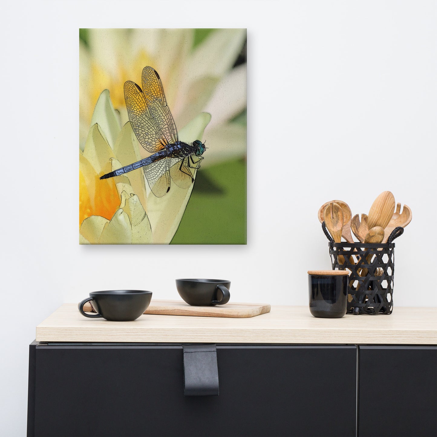 Canvas blue dragon fly