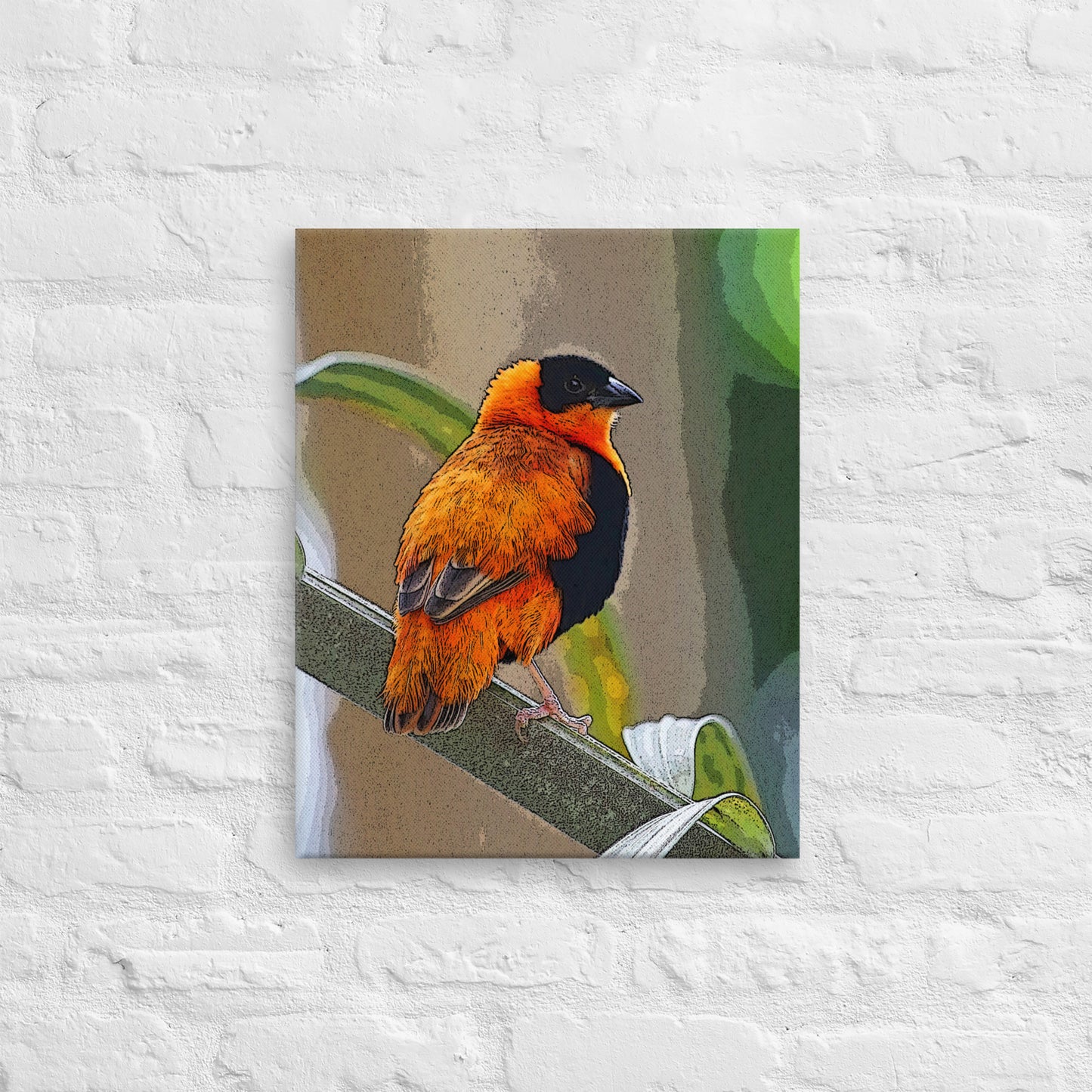 Canvas orange black bird 2