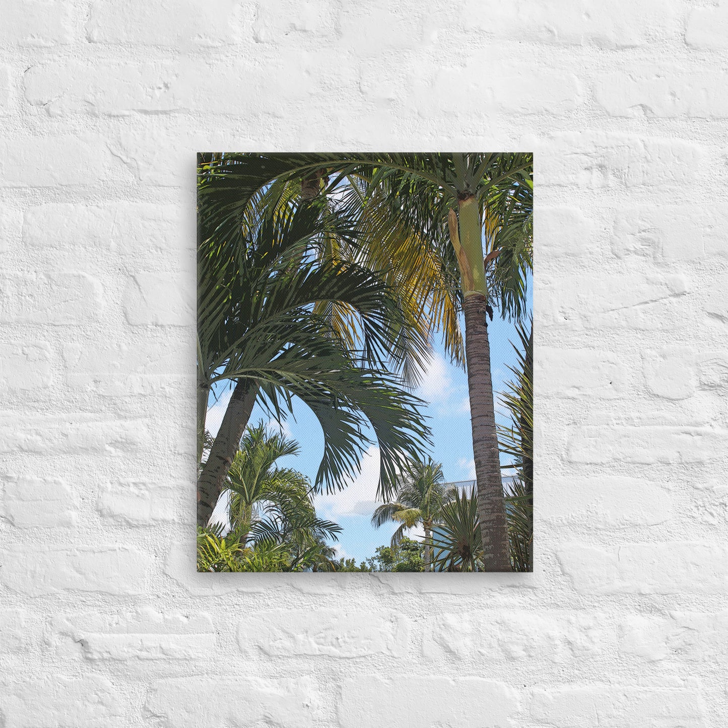 Canvas palm trees sky