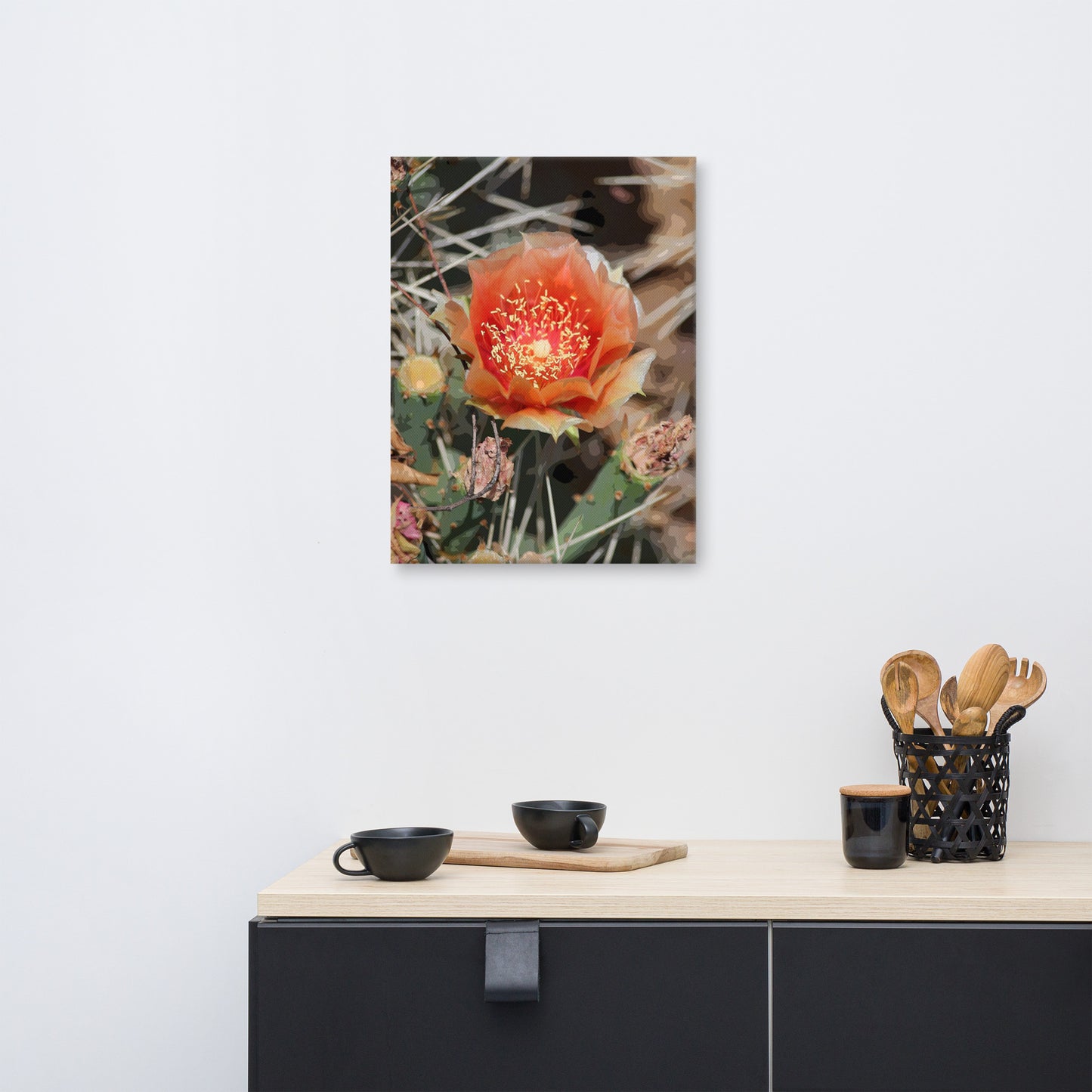 Canvas peach cactus flower