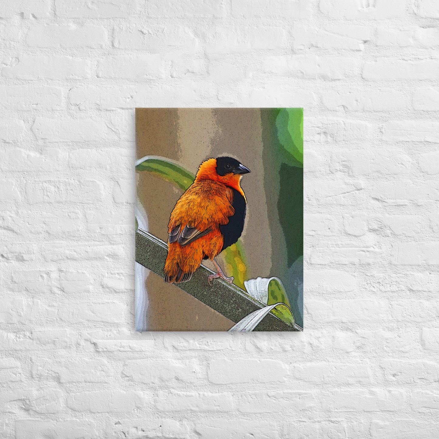 Canvas orange black bird 2