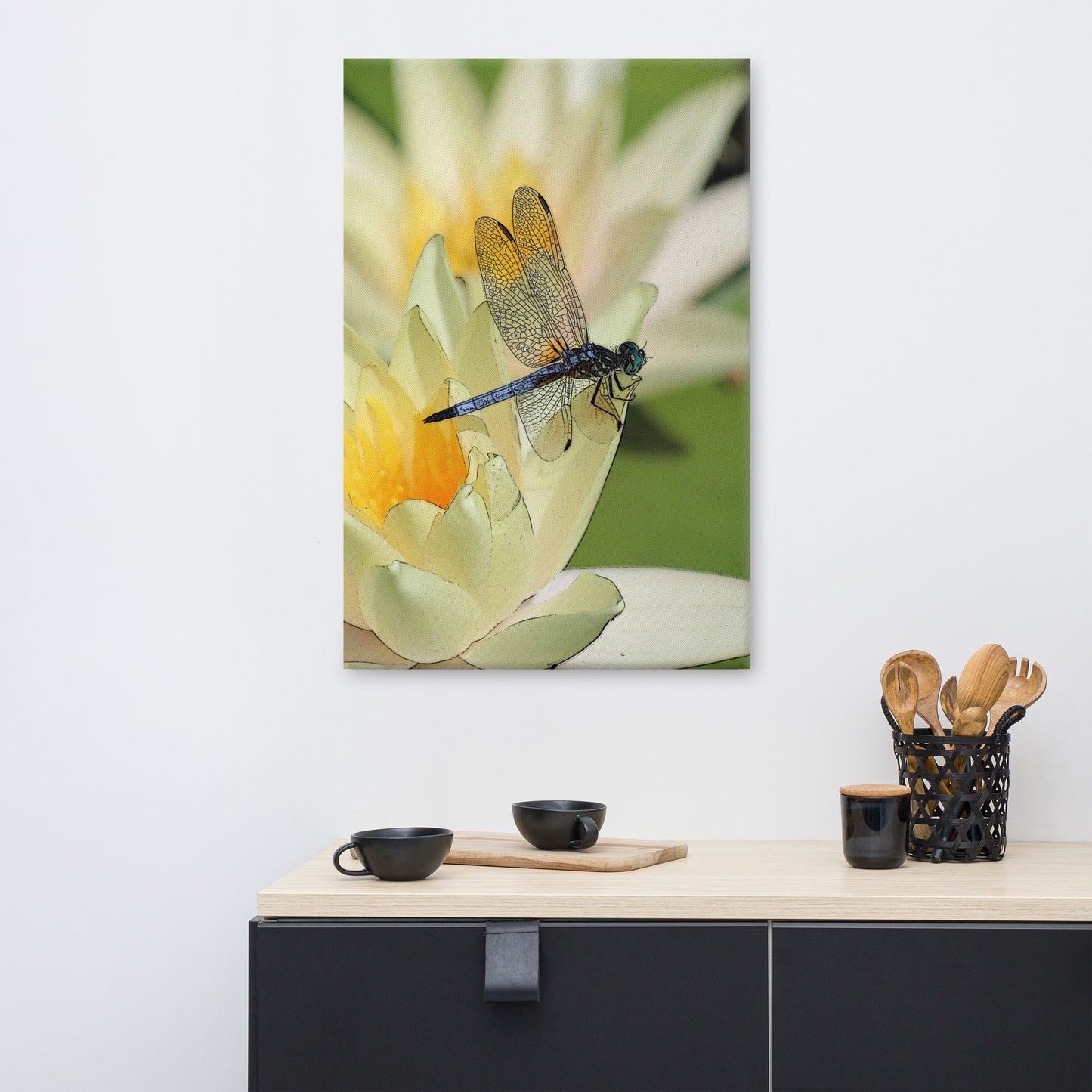 Canvas blue dragon fly