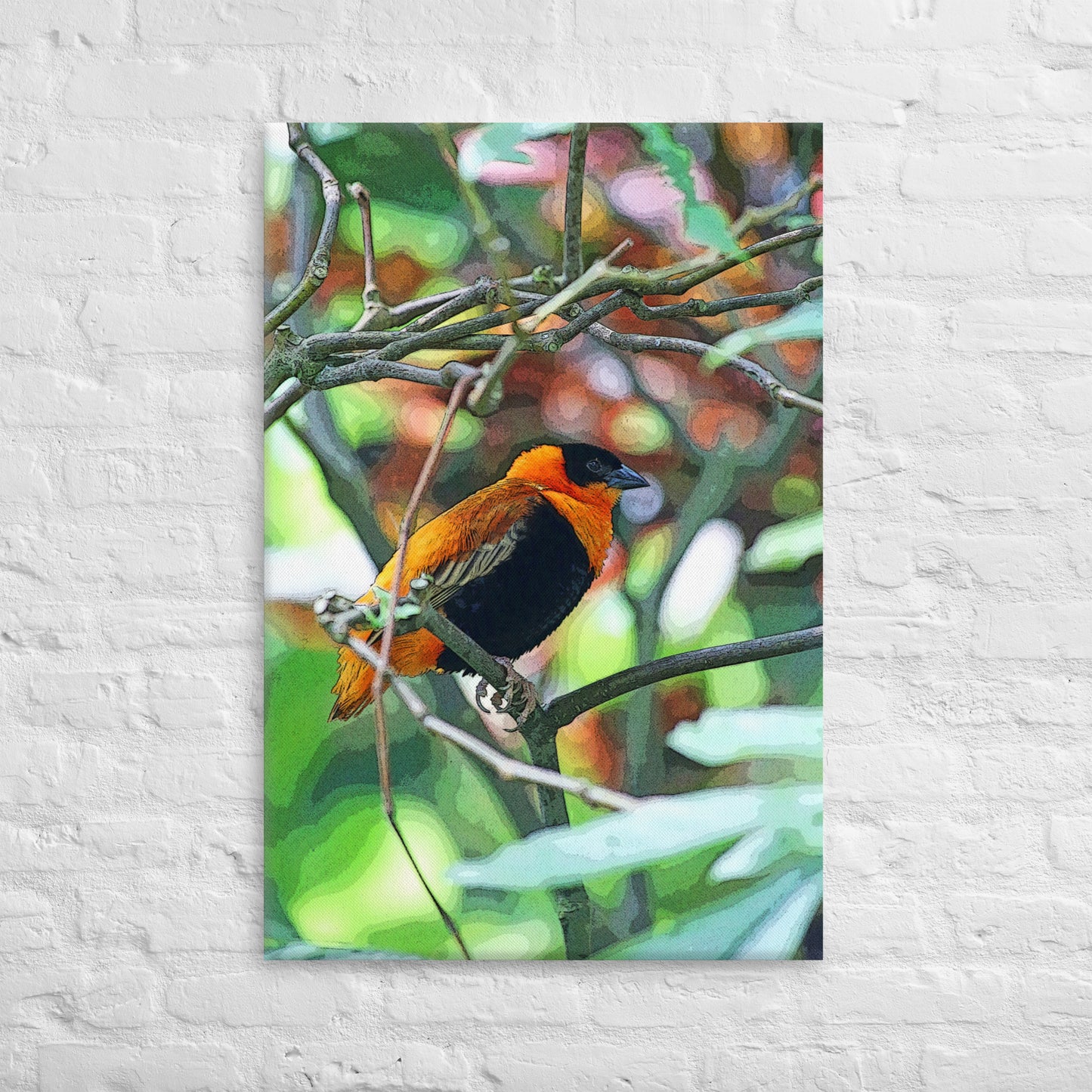 Canvas orange black bird 1