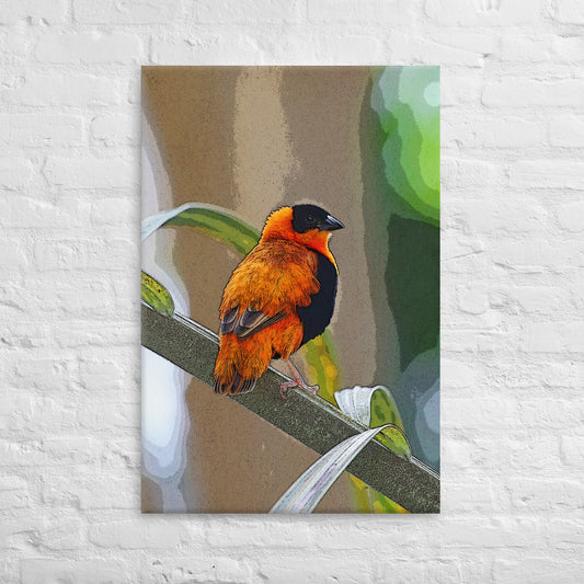 Canvas orange black bird 2