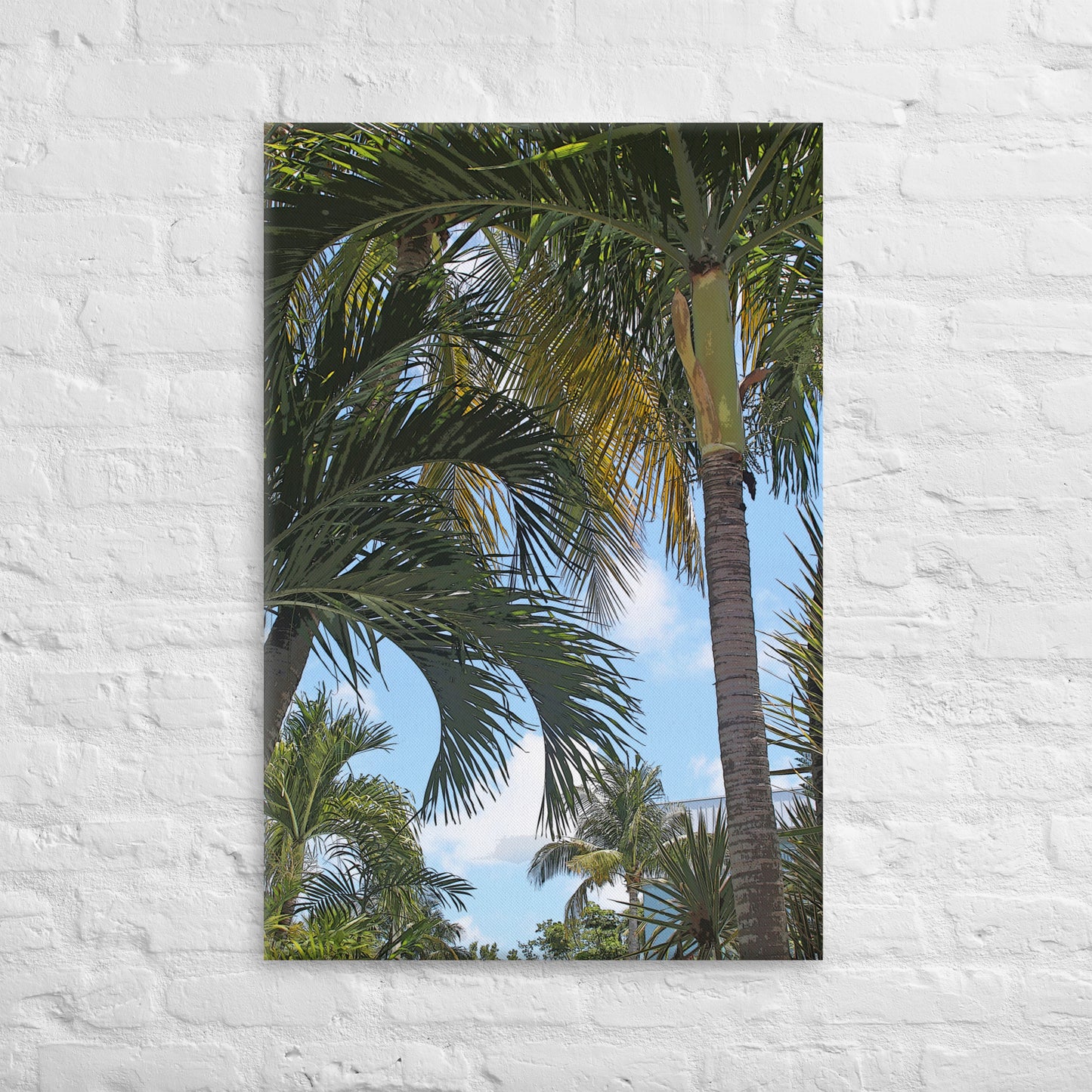 Canvas palm trees sky